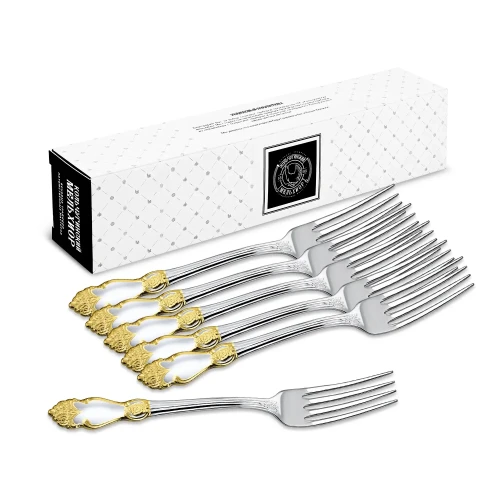 Набор столовых вилок "Серебряная роза" посеребренный с позолотой