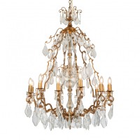 Люстра латунная со стеклянными подвесками