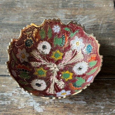 Конфетница латунь резная цветная эмаль