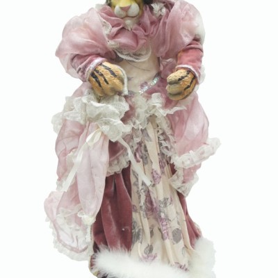 Тигрица в розовом платье h49 / ткань-полистоун/