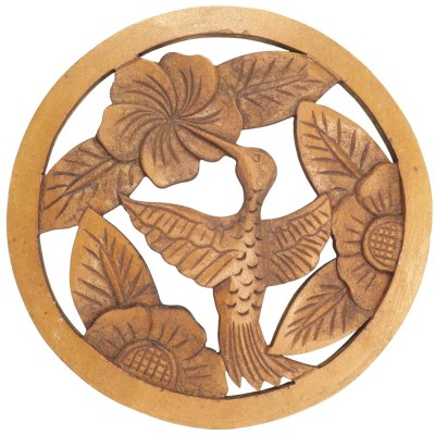 Настенное резное панно "Калибри в цветах"  