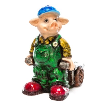 Садовое кашпо "Поросенок в кепке"       