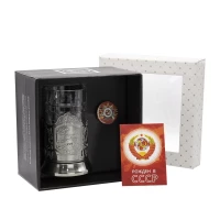 Набор для чая "Танк Т-34" никелированный с чернением с открыткой и значком