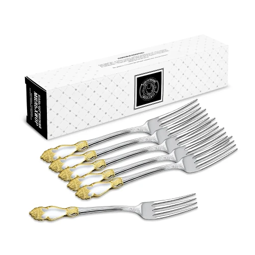 Набор десертных вилок "Серебряная роза" посеребренный с позолотой