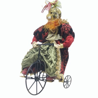 Тигрица на велосипеде h 31cм/ ткань-полистоун/