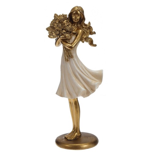 Фигурка декоративная "Девушка с цветами", L9,5 W6,5 H23,5 см Фигурка декоративная "Девушка с цветами", L9,5 W6,5 H23,5 см