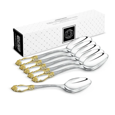 Набор десертных ложек "Серебряная роза" посеребренный с позолотой