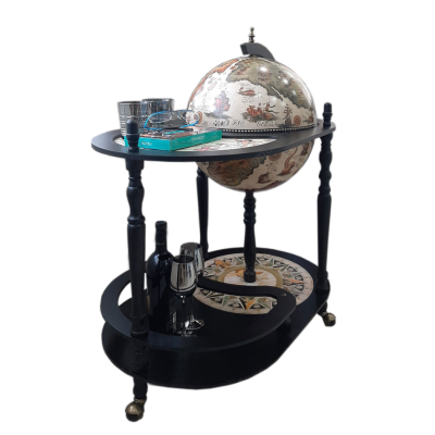 Глобус-бар напольный со столиком d 40 черно-белый