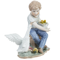 Фигурка декоративная "Мальчик и гусь", L19 W9 H17 см