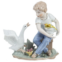Фигурка декоративная "Мальчик и гусь", L19 W9 H17 см