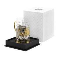 Набор для чая "Тройка" никелированный с позолотой