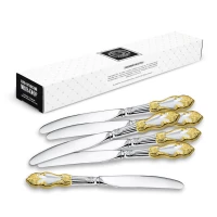 Набор десертных ножей "Серебряная роза" посеребренный с позолотой