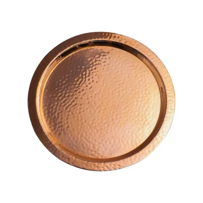 Поднос декоративный круглый медный кованый