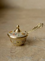 Сахарница латунь резная EMBOSED цветная эмаль h-8 см