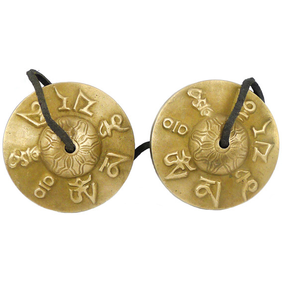 Караталы с мантрой "Ом мани падме хум" d.7,5см, металл