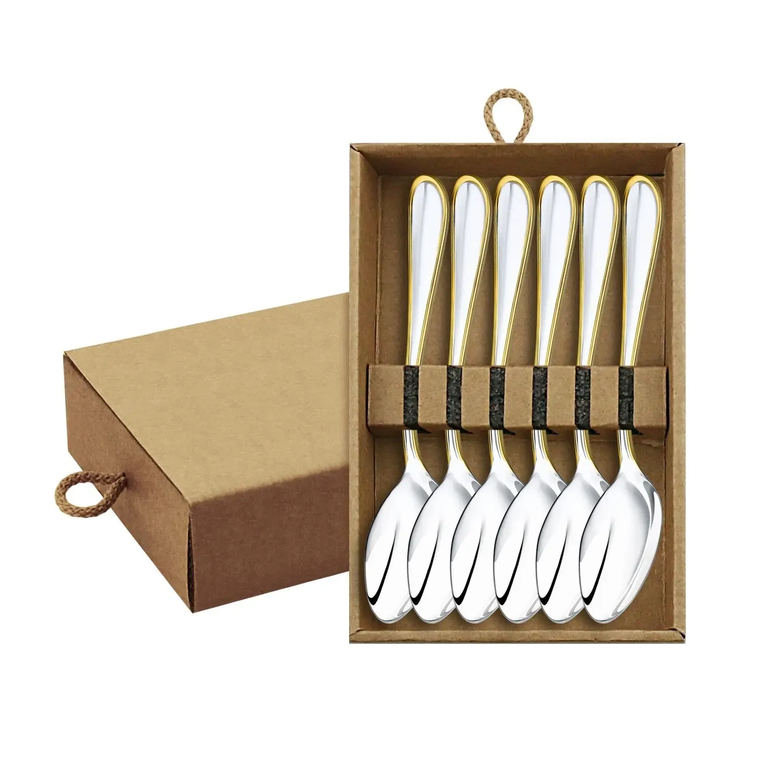 Набор чайных ложек "Капелька"  посеребренный с позолотой