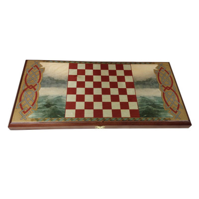 Нарды в деревянной коробке Викинги