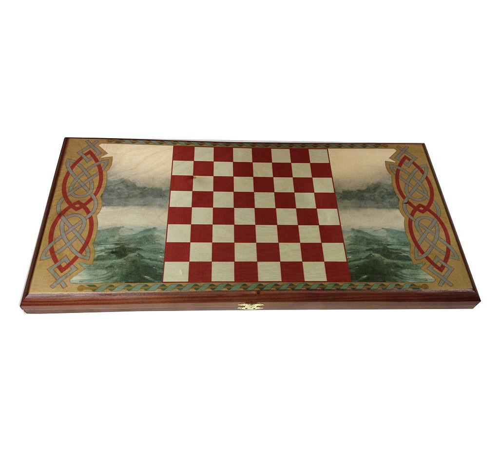 Нарды в деревянной коробке Викинги