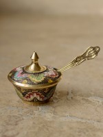 Сахарница латунь резная EMBOSED цветная эмаль h-8 см