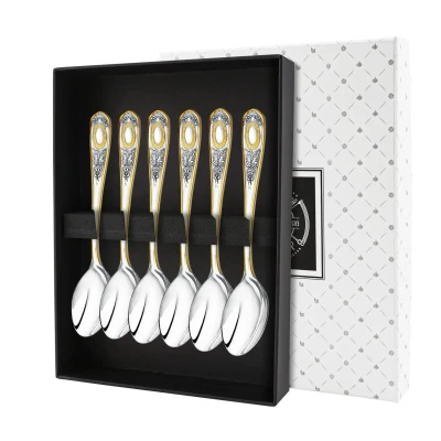 Набор кофейной ложки №1 посеребренный  с позолотой