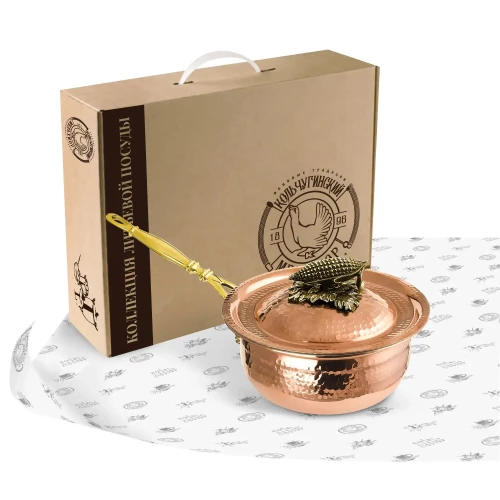 Сотейник с крышкой медный с луж. кованый (длин.ручка латунь чернь Кукуруза) Сотейник с крышкой медный с луж. кованый (длин.ручка латунь чернь Кукуруза)