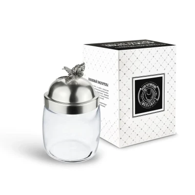 Банка под сыпучие продукты 920мл."Бабочки" с медной посереб.крышкой