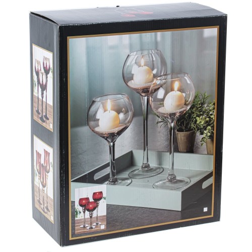 Подсвечник, набор из 3-х шт, L38 W13 H35 см