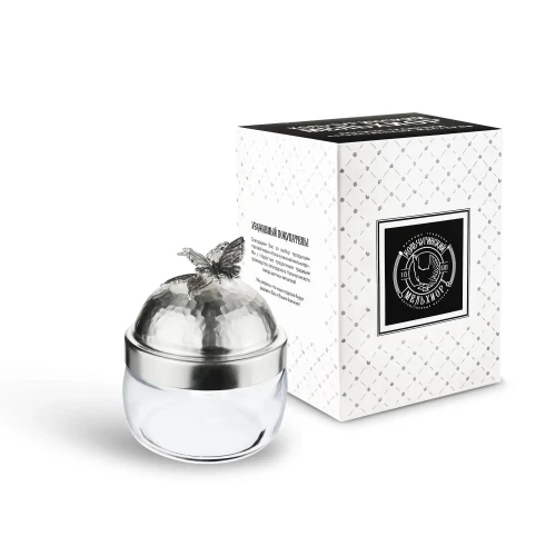 Банка под сыпучие продукты 420мл."Бабочки" с медной посереб.кованой крышкой