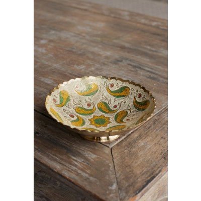 Конфетница латунь резная белая эмаль h-19 см