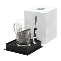 Набор для чая "Тройка" Триумфальная посеребренный