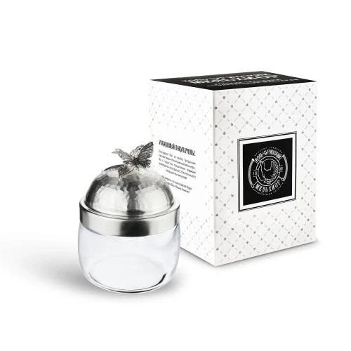 Банка под сыпучие продукты 500мл."Бабочки" с медной посереб.кованой крышкой