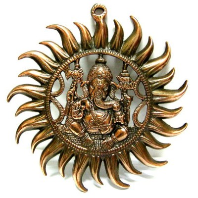 Панно Ганеш в круге 27см силумин