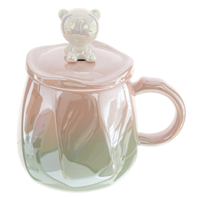 Кружка с крышкой, 400 мл, L8 W8 H9 см, 4в.