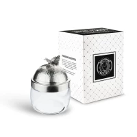 Банка под сыпучие продукты 500 мл "Бабочки" с латунной посеребренной  кованой крышкой  с чернением