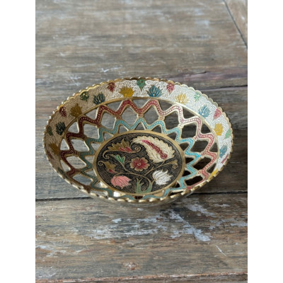 Конфетница латунь резная цветная эмаль