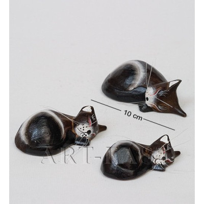 В1-0412 Статуэтка КОШКА коричневая, набор 3 шт.