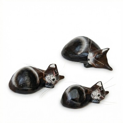 В1-0412 Статуэтка КОШКА коричневая, набор 3 шт.