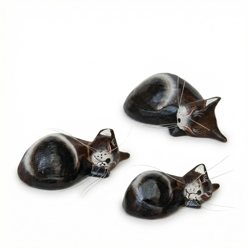 В1-0412 Статуэтка КОШКА коричневая, набор 3 шт.