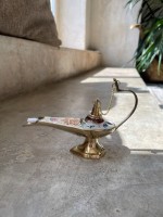 Лампа Аладдина масляная латунь белая цветная эмаль ; 16,5 см; (5913 8845913 h-17 см