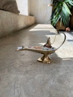 Лампа Аладдина масляная латунь белая цветная эмаль ; 16,5 см; (5913 8845913 h-17 см