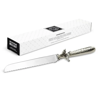 Нож д/хлеба 'Бабочки' медный посеребренный с чернением кованый