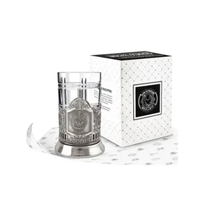 Набор для чая "ФСБ" никелированный с чернением Набор для чая "ФСБ" никелированный с чернением