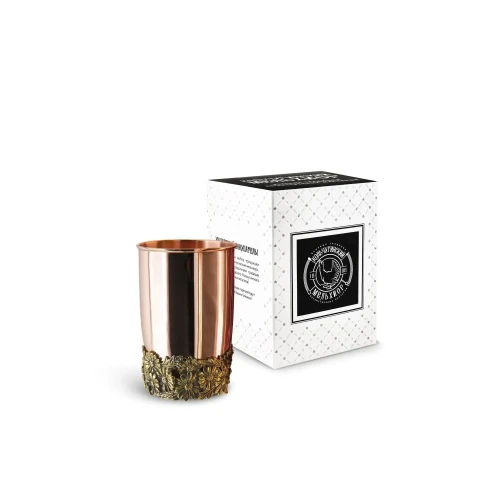 Стакан медный с латунным основанием 250 мл "Ромашки" Стакан медный с латунным основанием 250 мл "Ромашки"