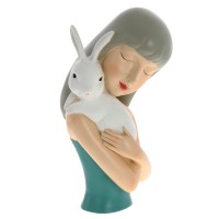 Фигурка декоративная "Девочка с кроликом", L14 W13 H25 см