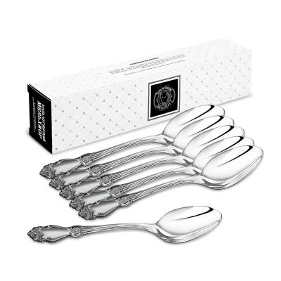 Набор столовых ложек "Серебряная роза" посеребренный с чернением