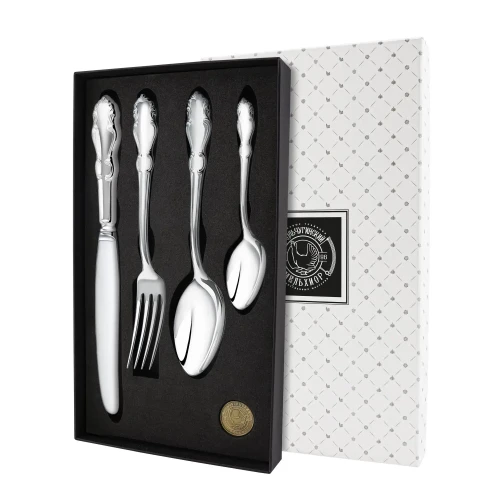 Набор столовый "Лира": вилка, ложка, нож, чайная ложка посеребренный. Эгоист.