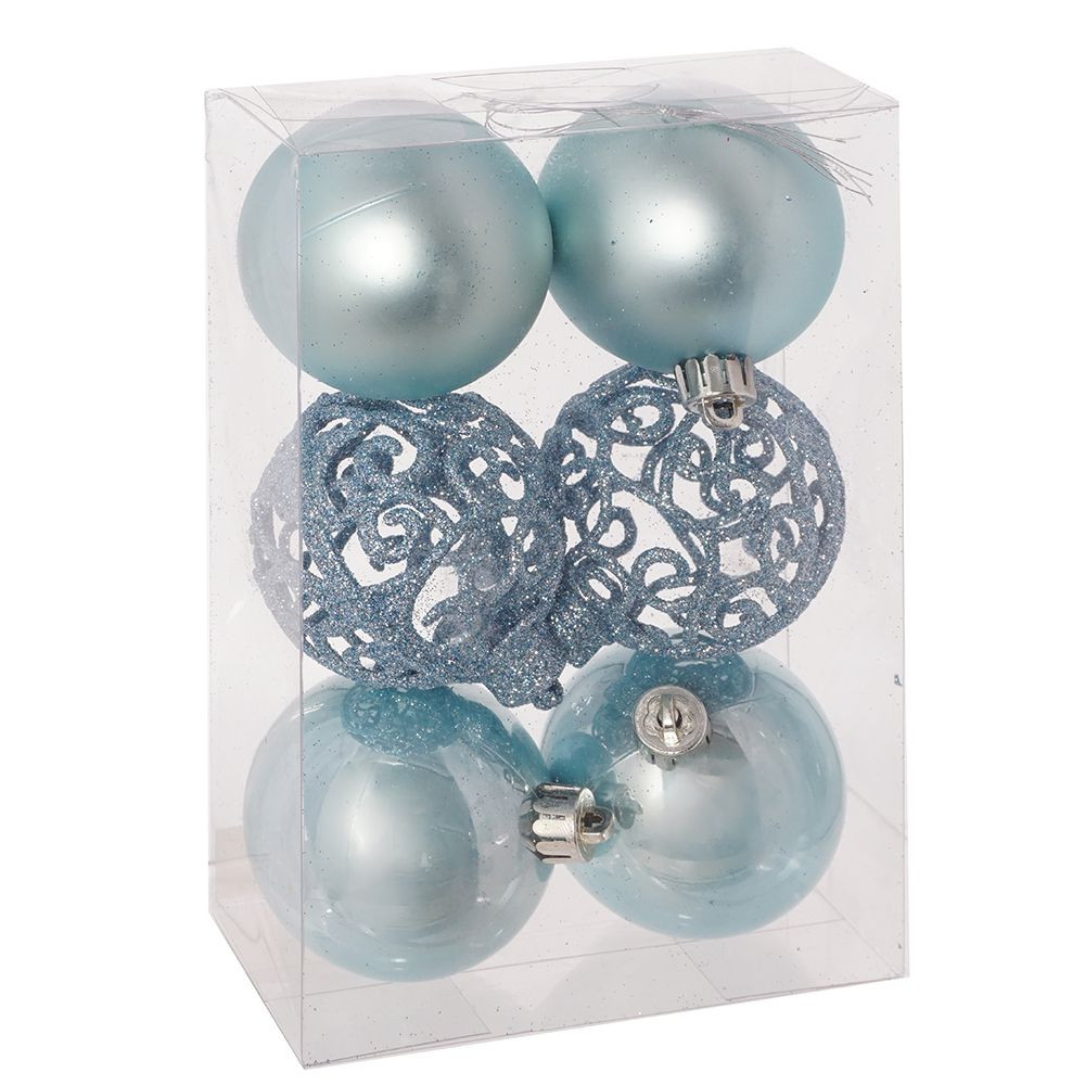 Набор из 6шт Украшение новогоднее Шар "Жемчужная сказка", D 6 см, L11,5 W6 H17 см