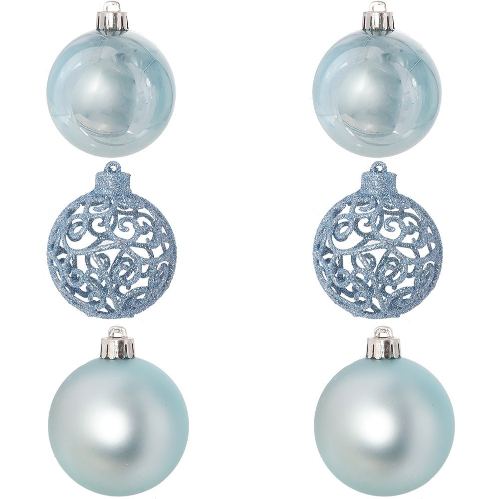 Набор из 6шт Украшение новогоднее Шар "Жемчужная сказка", D 6 см, L11,5 W6 H17 см