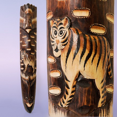 Маска настенная "Птица счастья и тигр" Маска настенная "Птица счастья и тигр"