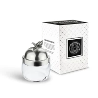 Банка под сыпучие продукты 500 мл. "Бабочки" с латунной посеребренной  крышкой с чернением